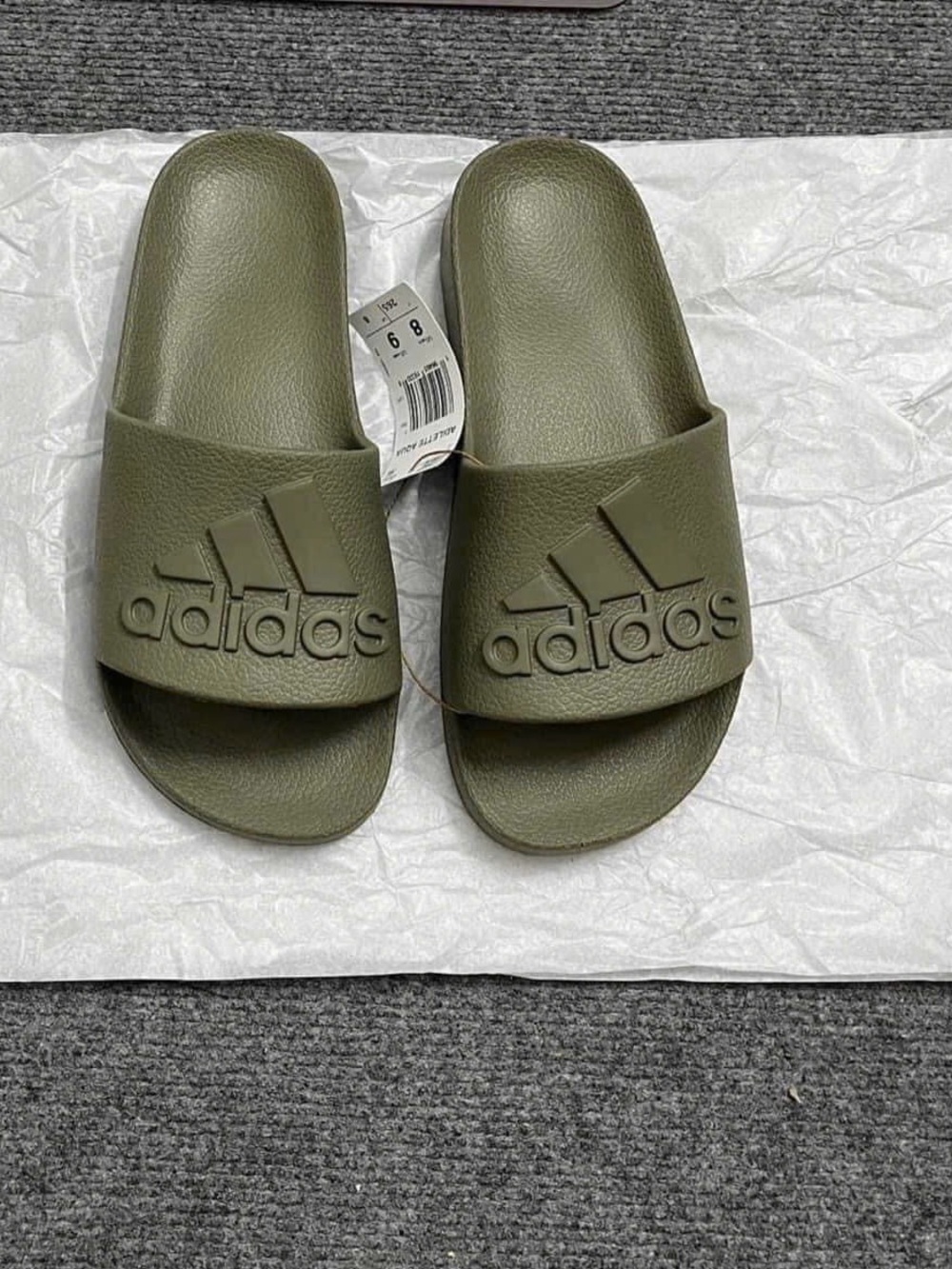 adidas Kids Slide Sandals in Olive Green